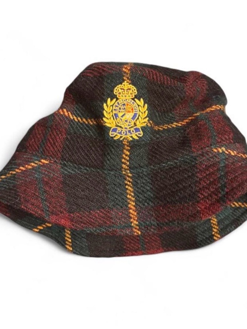 Polo by Ralph Lauren Plaid Wool Bucket Hat - Burgundy/Green